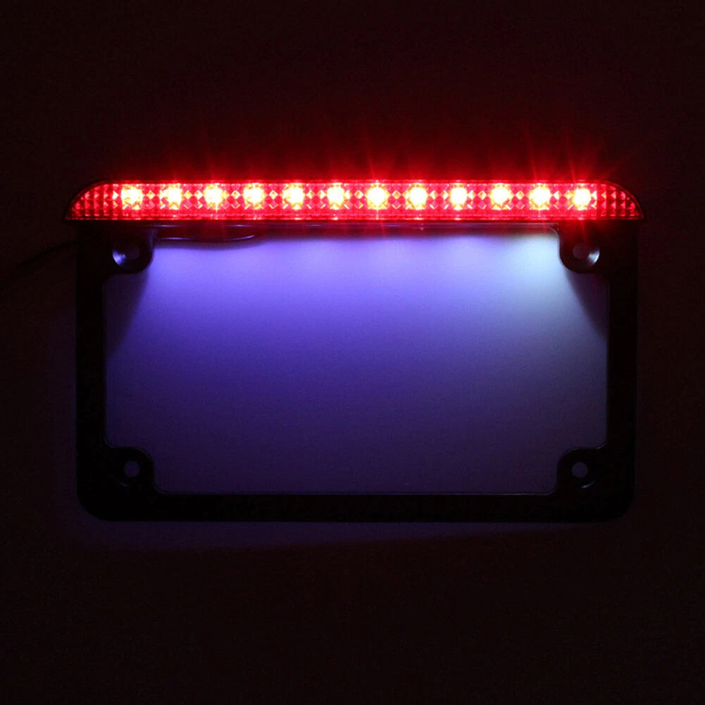 Motorcycle License Plate Frame with LED Light for Motorcycle
