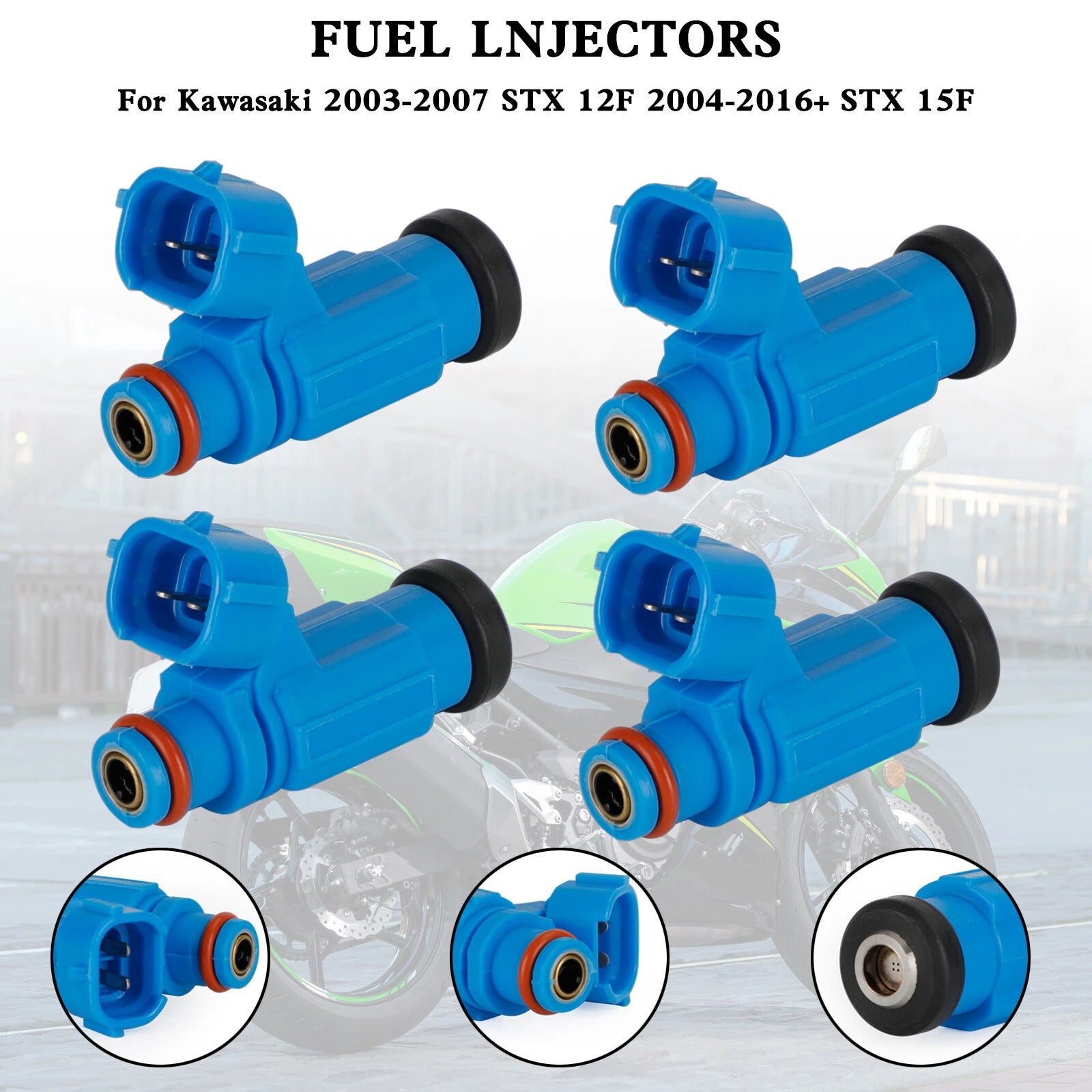 Set of 4 Fuel Injectors for Kawasaki STX 12F (2003–2007), STX 15F (2004–2016) 49033-3707