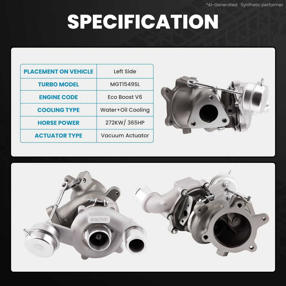 Turbocharger for Ford Explorer Taurus Lincoln V6 3.5L (2006–2019) 790317 Left Side