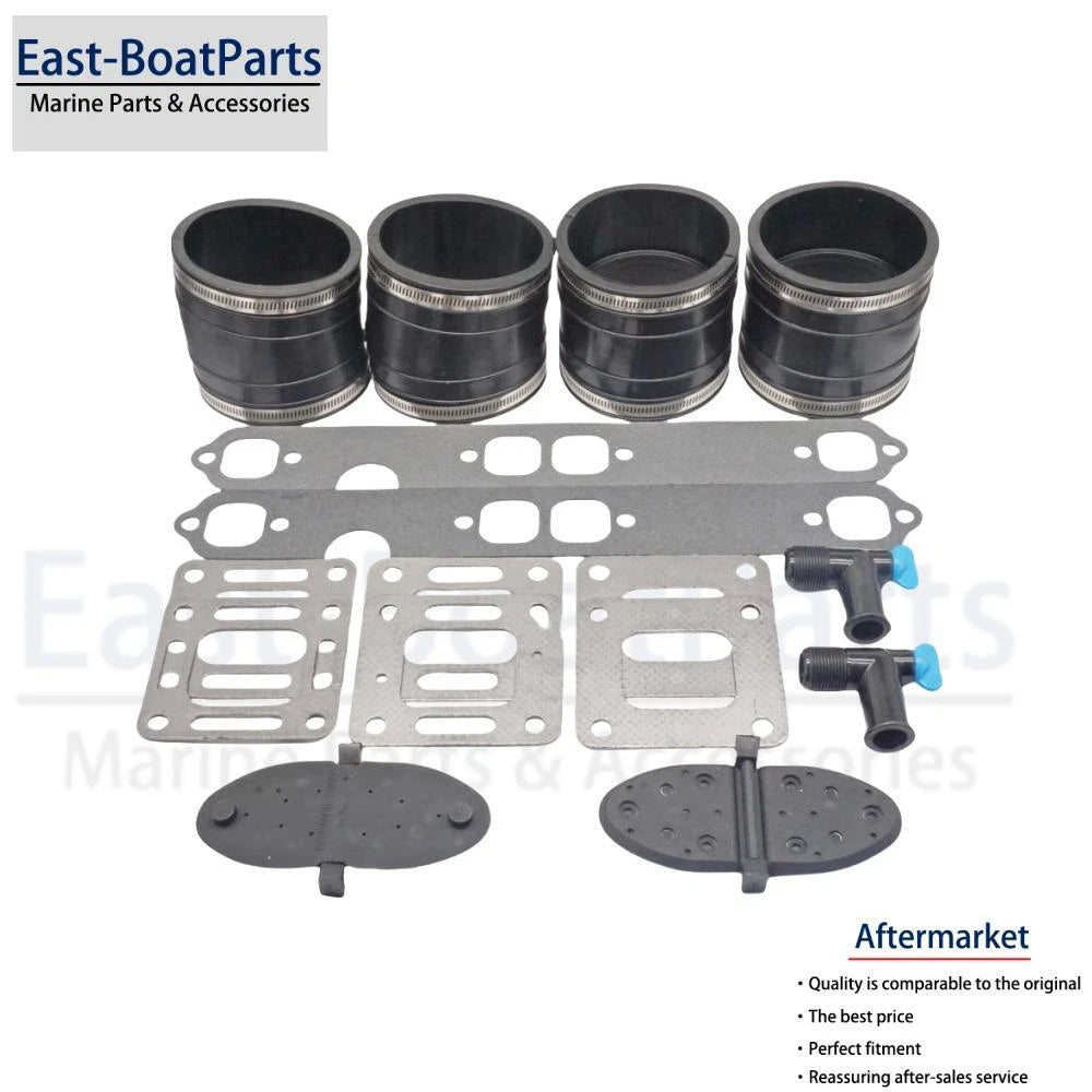 Exhaust Manifold Kit with Gasket & Drain Elbow for Mercruiser 4"
