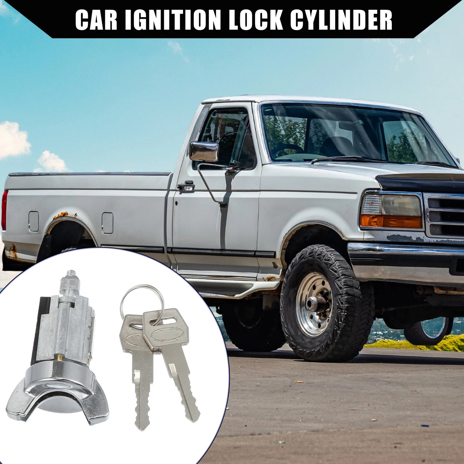 Ignition Switch Lock Cylinder Replacement w 2 Keys for Ford E150 F250 (1992–1996)