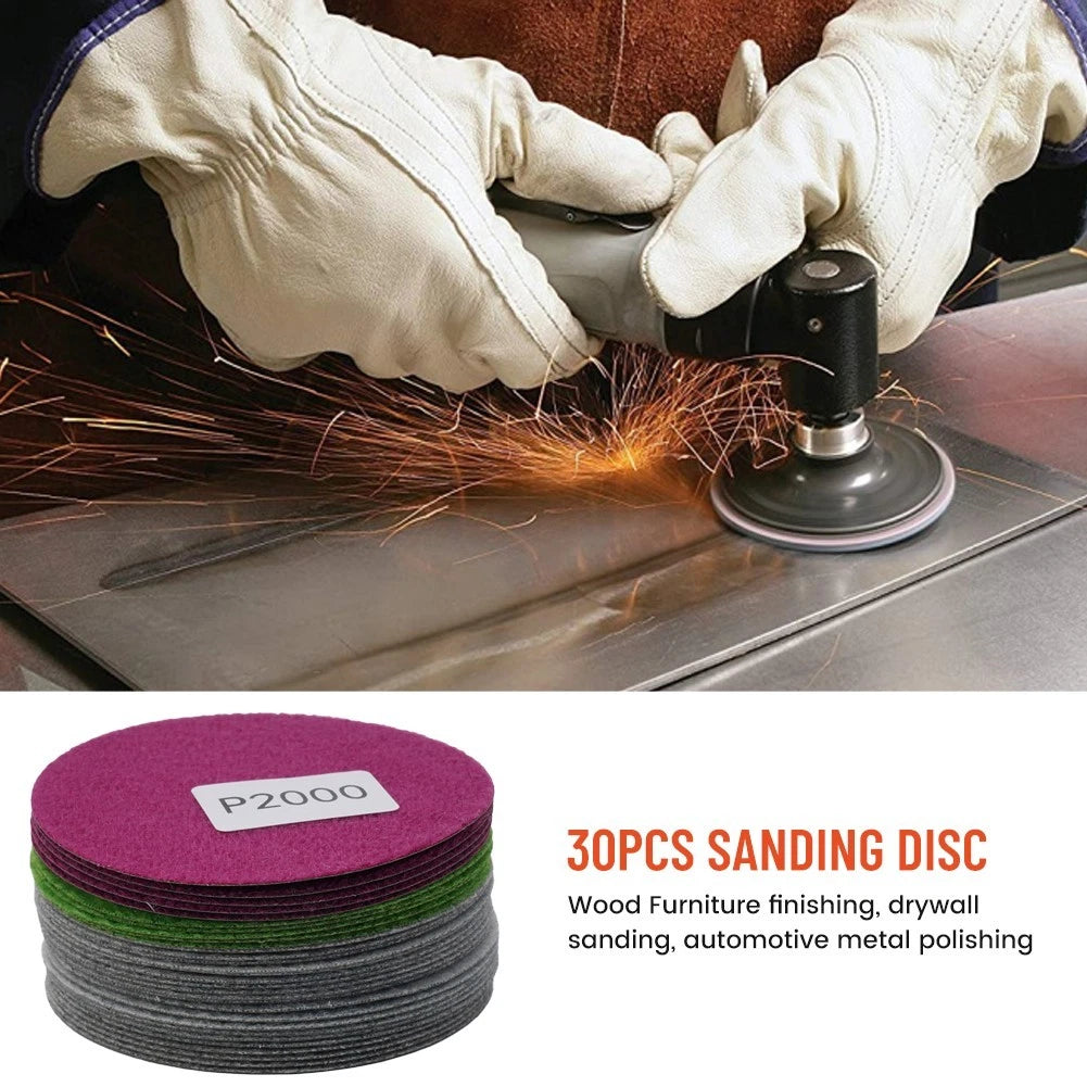 30pcs Hook & Loop Sanding Discs for (800-3000 Grit)