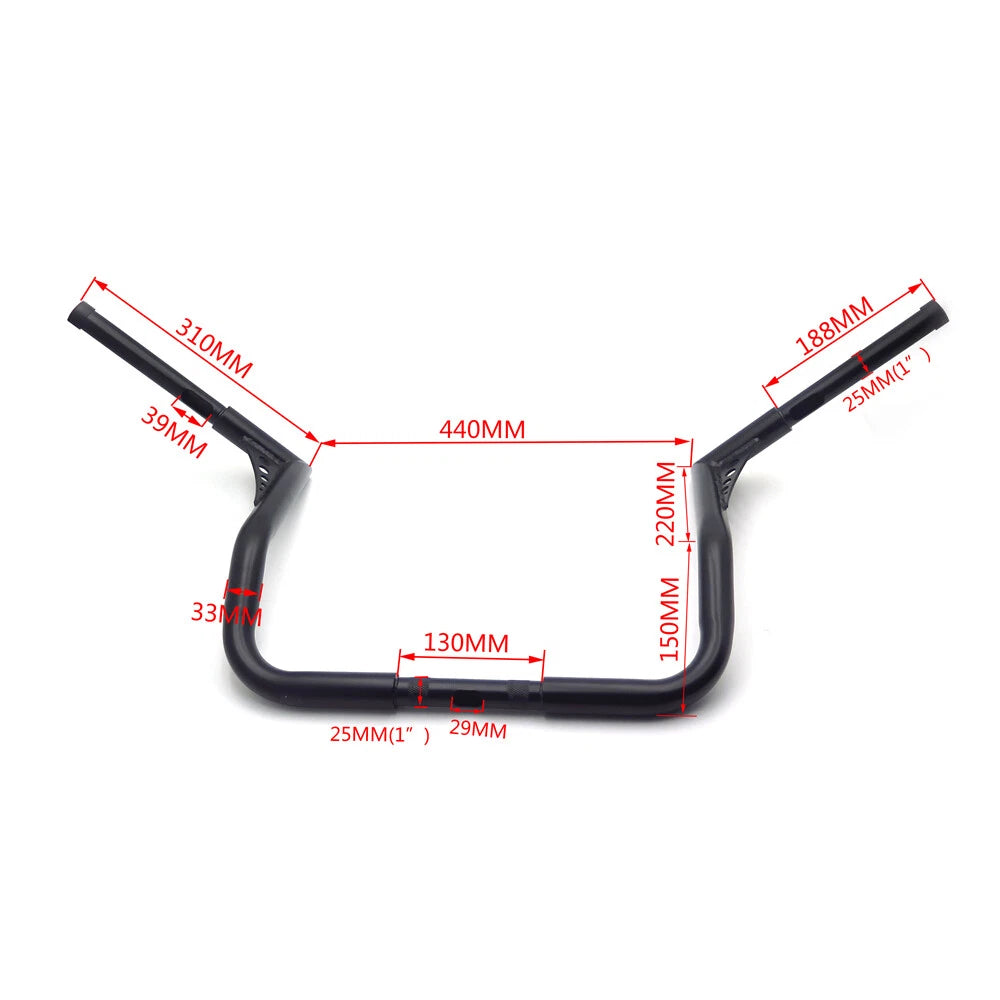 12" Rise Batman Handlebar for Harley Touring (1986–Present)