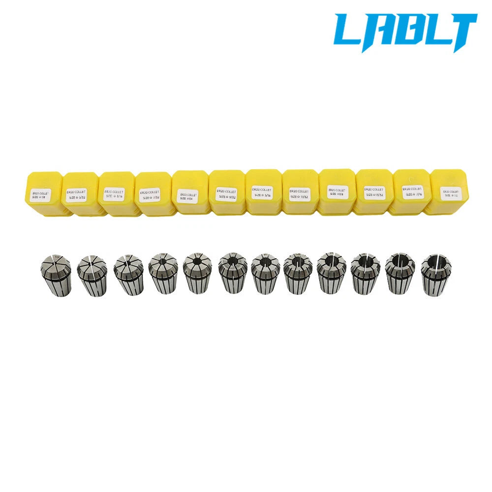12Pcs ER20 Spring Collet Set for CNC Milling Lathe Engraving Machine