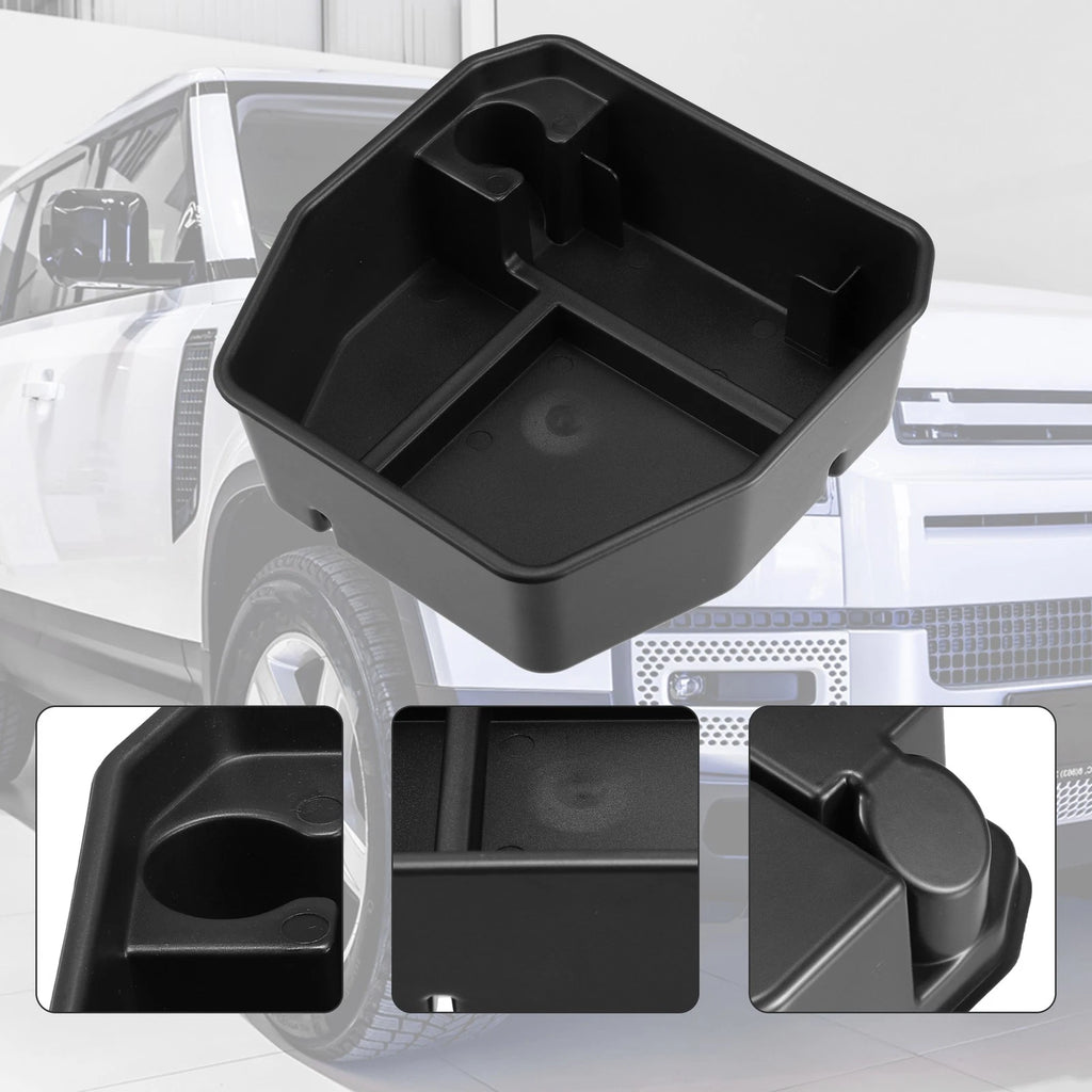 Black ABS Console Organizer Armrest Tray Storage Box for Land Rover Defender (2020–2023)