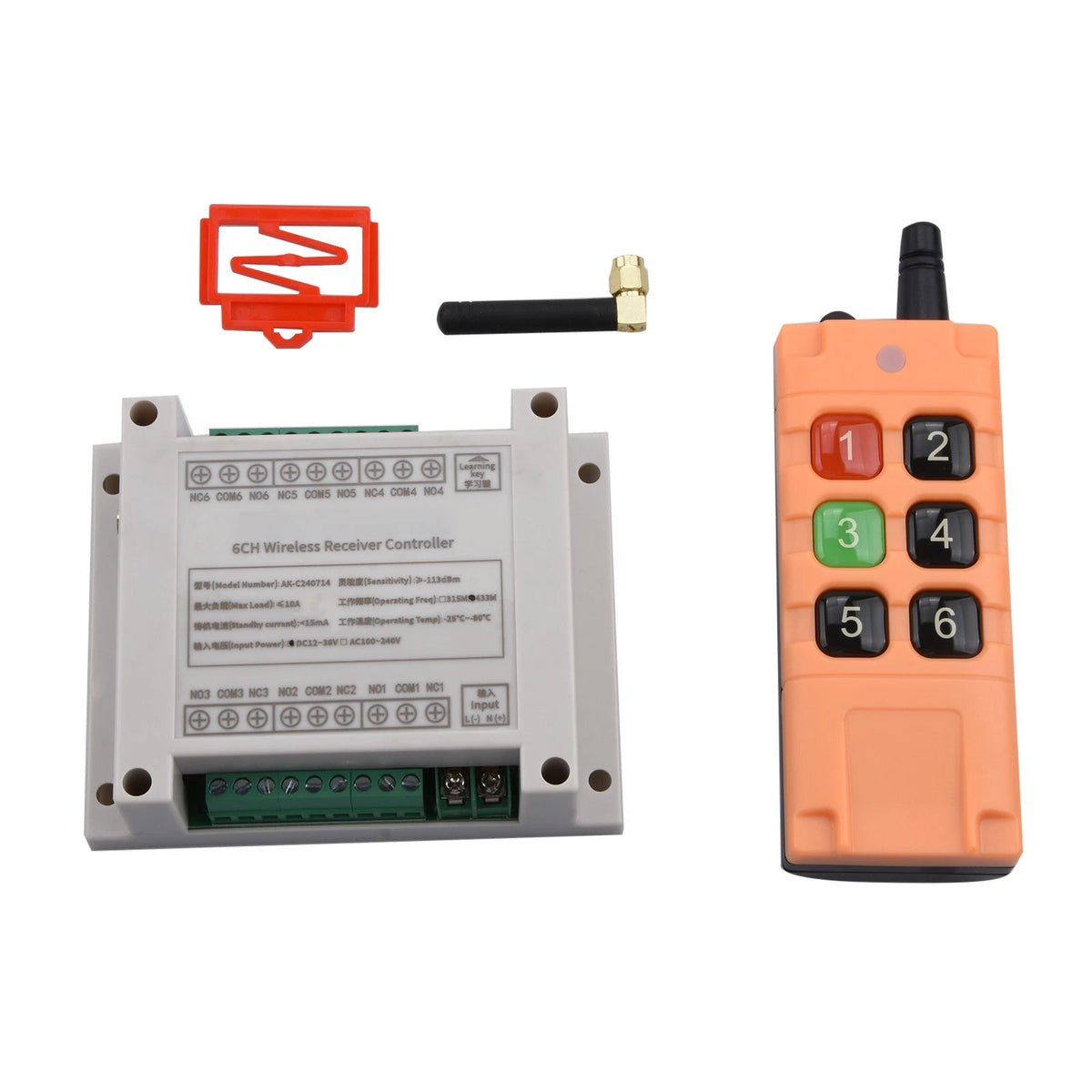 6 Channel 10A Relay Receiver Wireless Remote Control RF Switch 433MHz
