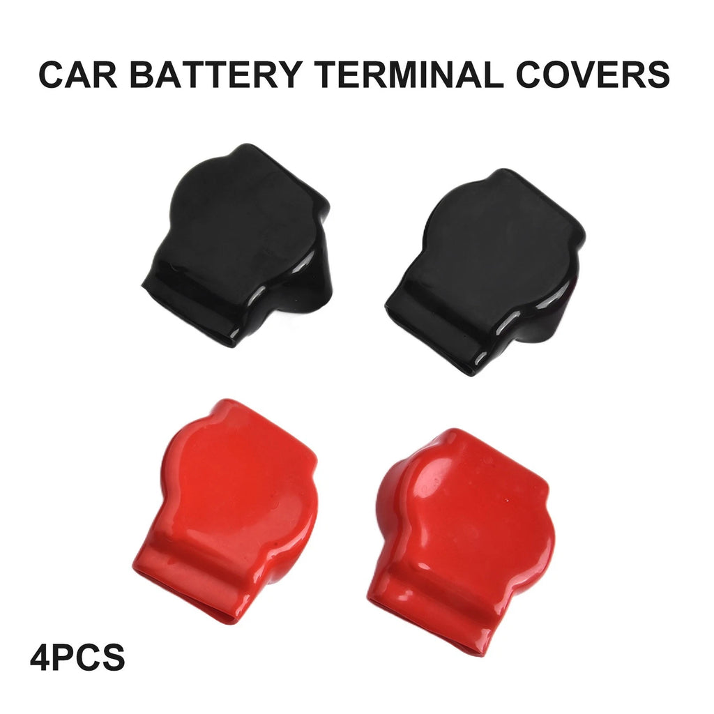 Set of 4 Battery Terminal Rubber Covers for Universal Use (Fireproof, Dustproof)