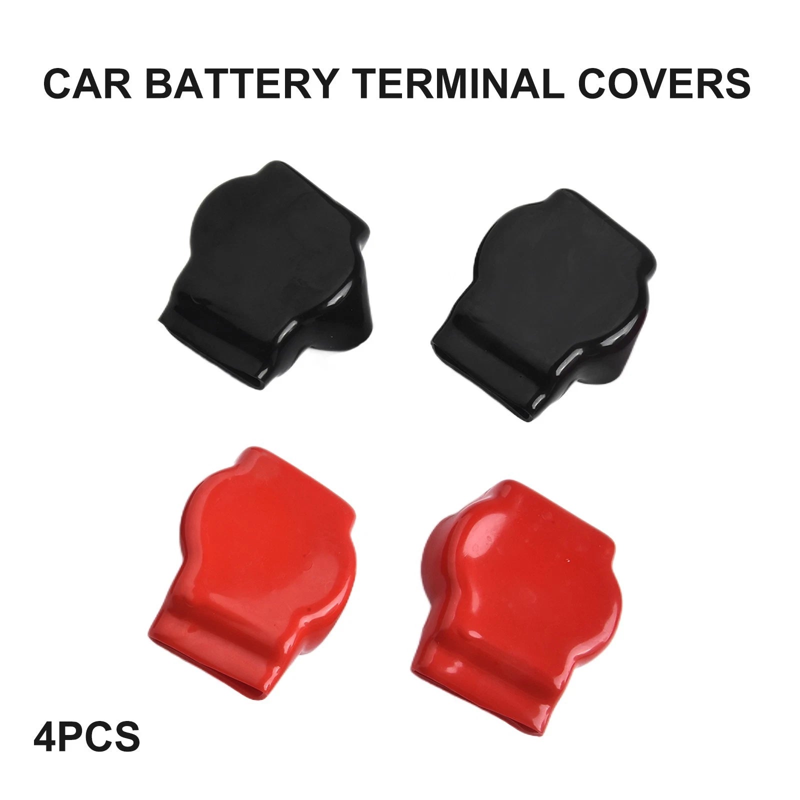Set of 4 Battery Terminal Rubber Covers for Universal Use (Fireproof, Dustproof)