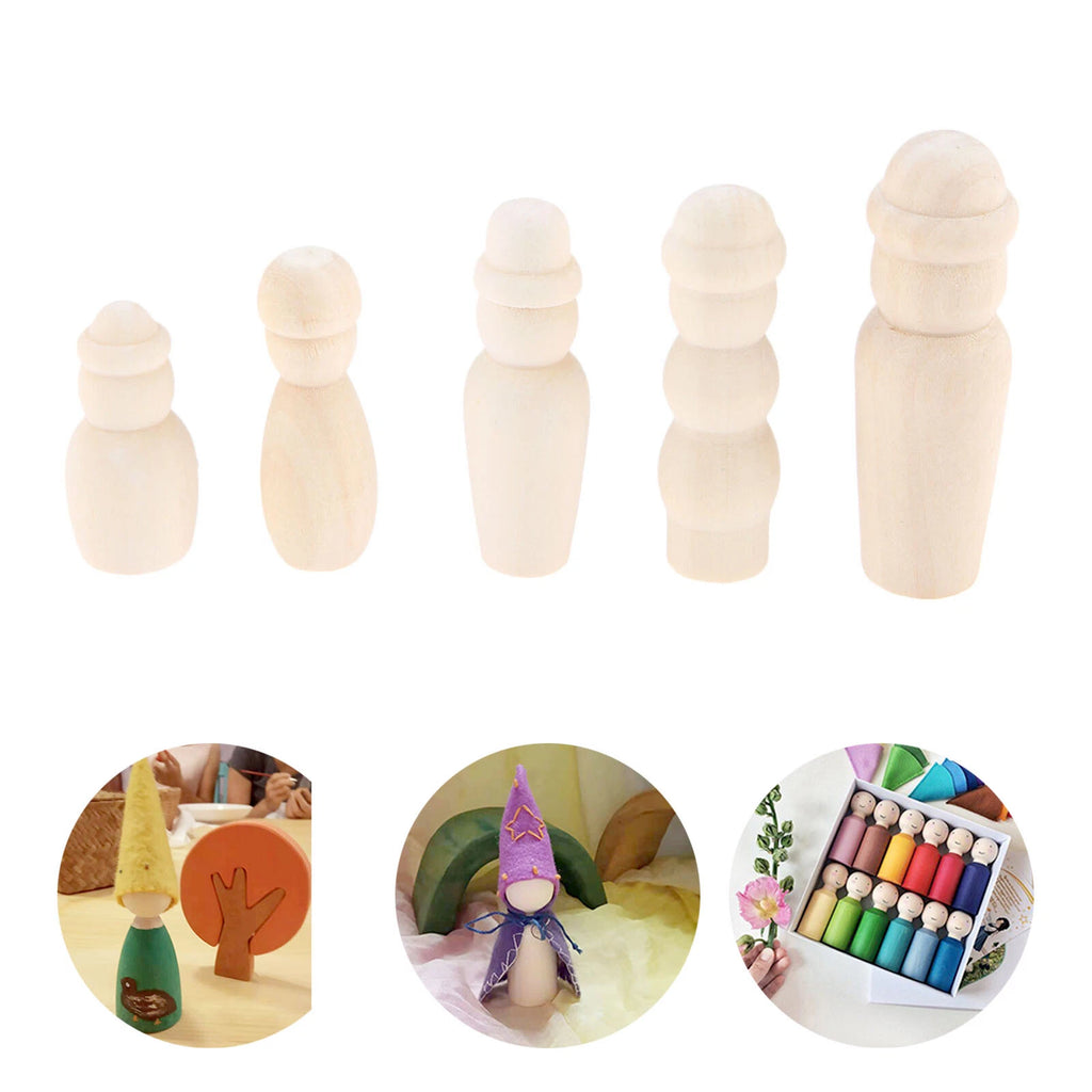 Set of 50 Unpainted Wooden Peg Dolls for DIY Craft Kids Toys Decor