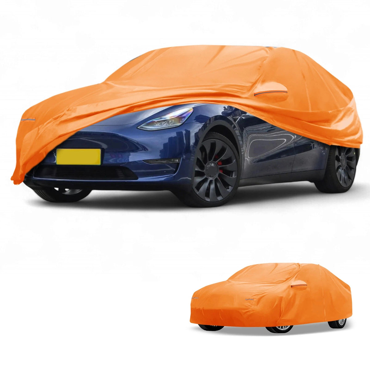 Waterproof Car Cover for Tesla Model Y (2020–2023) - Orange Cotton, Zipper