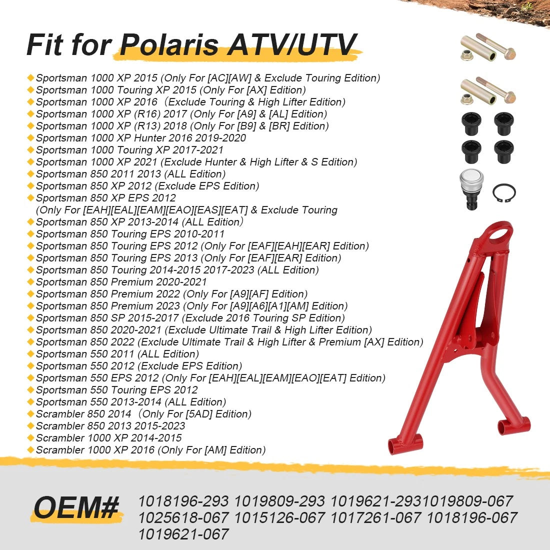Front Right Upper A-Arm Kit for Polaris Scrambler 850, Sportsman 550/850/1000 XP