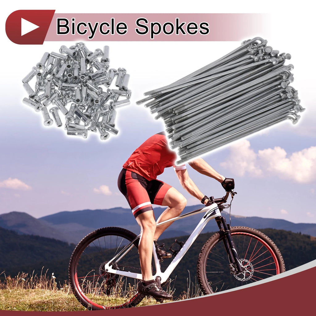 Set 14G Bicycle Spokes 76mm Carbon Steel Galvanized for 26 In Wheels (1)
