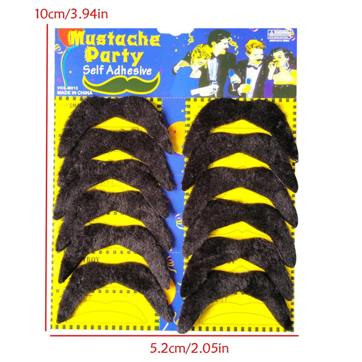 12Pcs Self Adhesive Black Fake Mustache for (1970s)