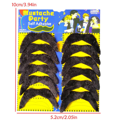 12Pcs Self Adhesive Black Fake Mustache for (1970s)