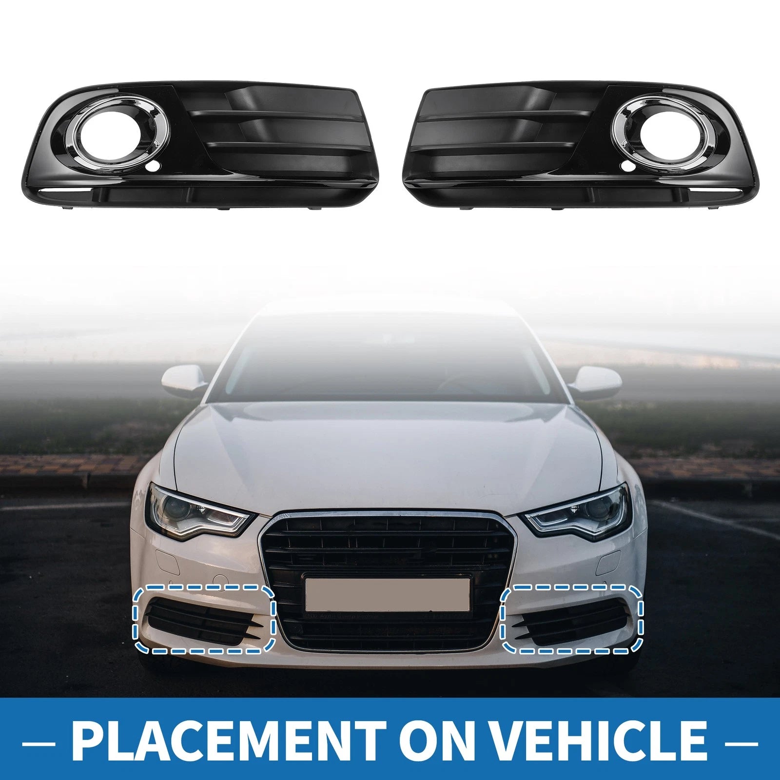 Pair Front Fog Light Grill Replacement for Audi Q5 (2013–2017)