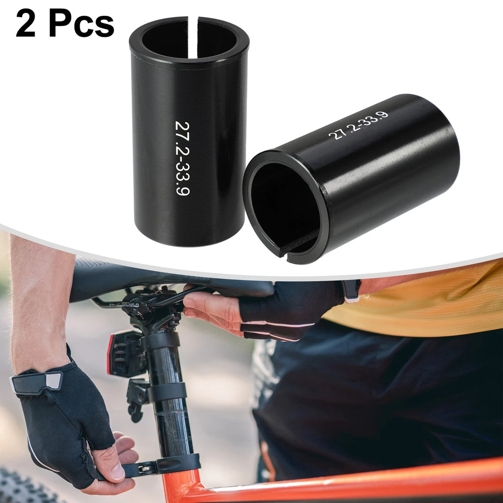 Bicycle Seat Post Adapter Reducing Sleeve 2 Pack 27.2 to 33.9mm (Black)