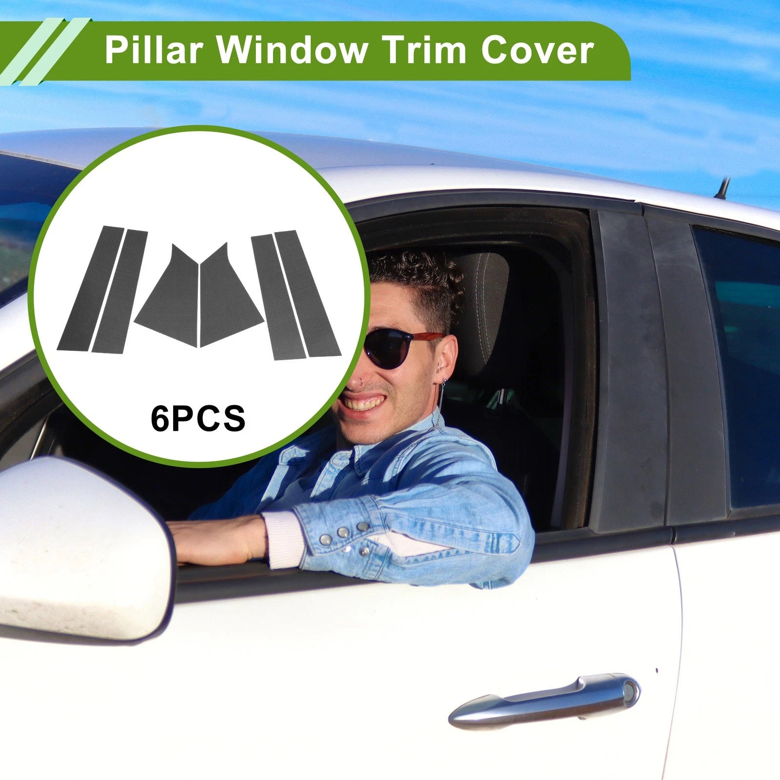 6 Pcs Pillar Window Trim Replacement for Chevy Malibu (2016–2021) Carbon