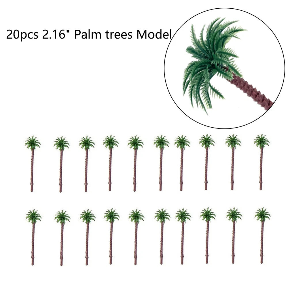 20pcs Coconut Palm Model Trees for Train Railroad Diorama Scenery