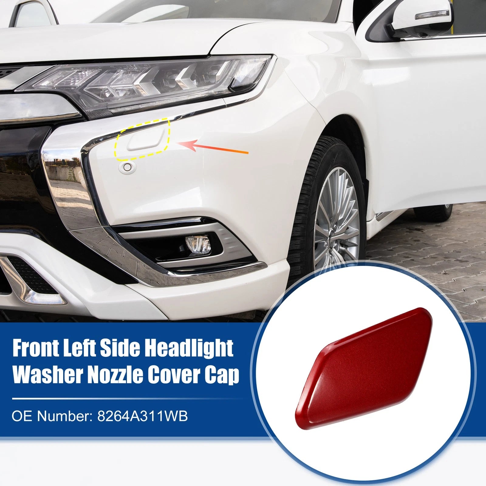 Left Front Headlight Washer Nozzle Cap Replacement for Mitsubishi (2008–2016)