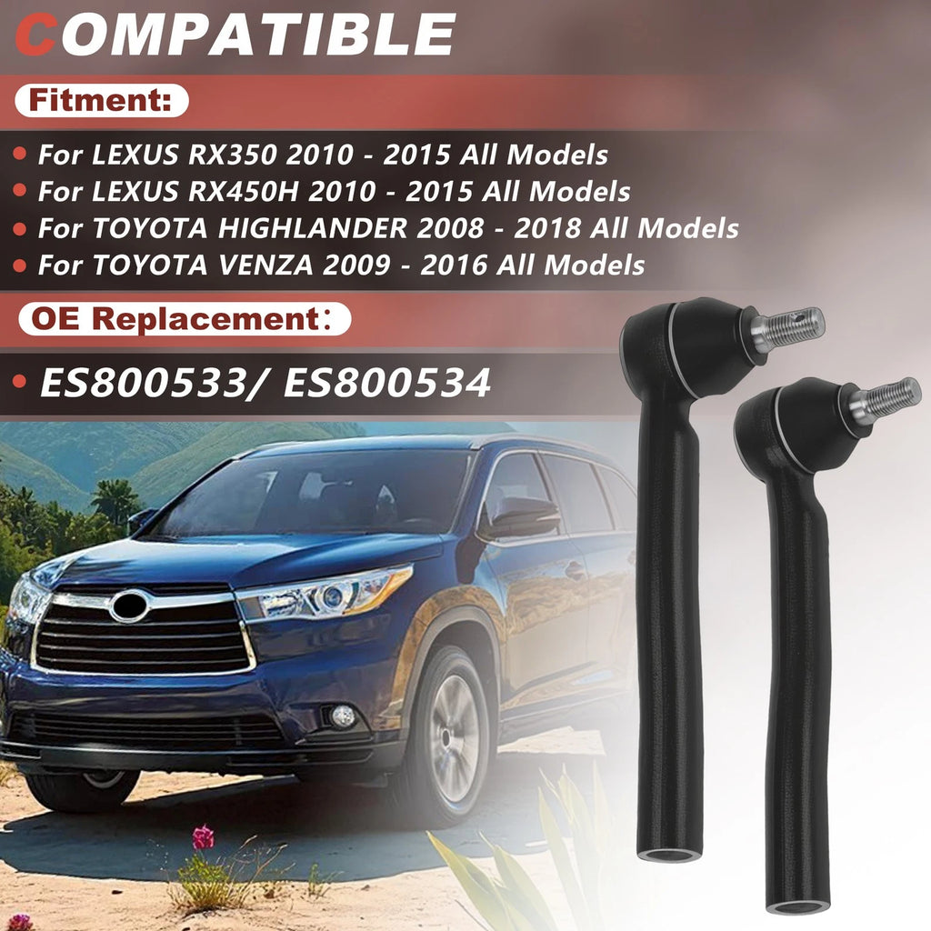 Front Outer Tie Rod End Linkages Replacement for Lexus RX350 RX450h (2010–2022)