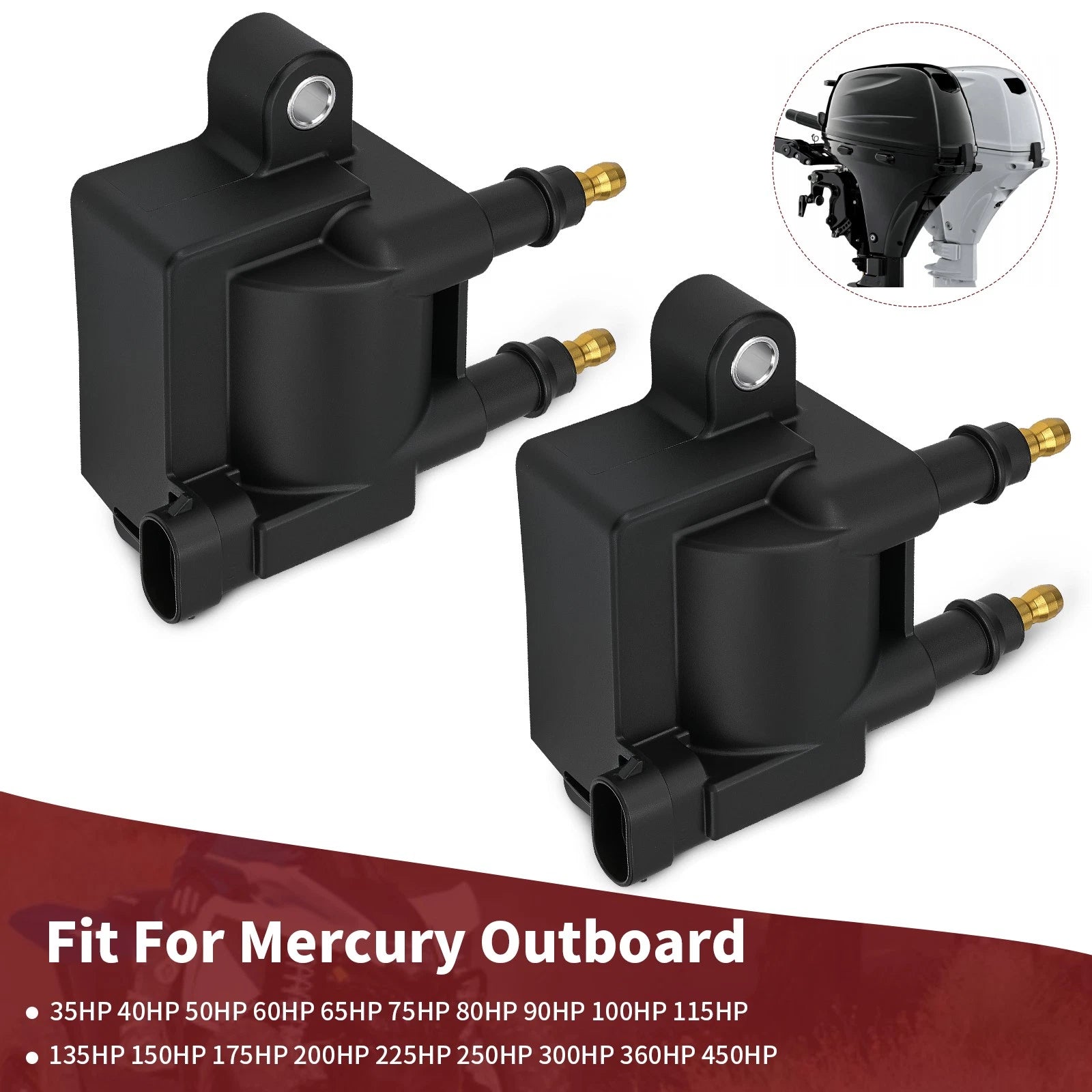 2X Ignition Coil 8M0029482 300-8M0044991 for Mercury Outboard (35HP–450HP)