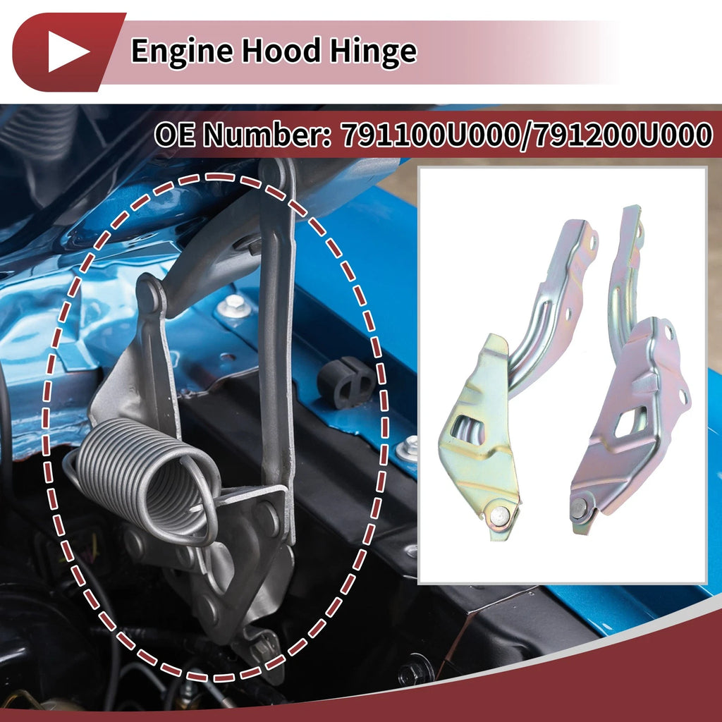 Hood Hinges Front Set for Hyundai Accent (2012–2017) Bonnet Brackets