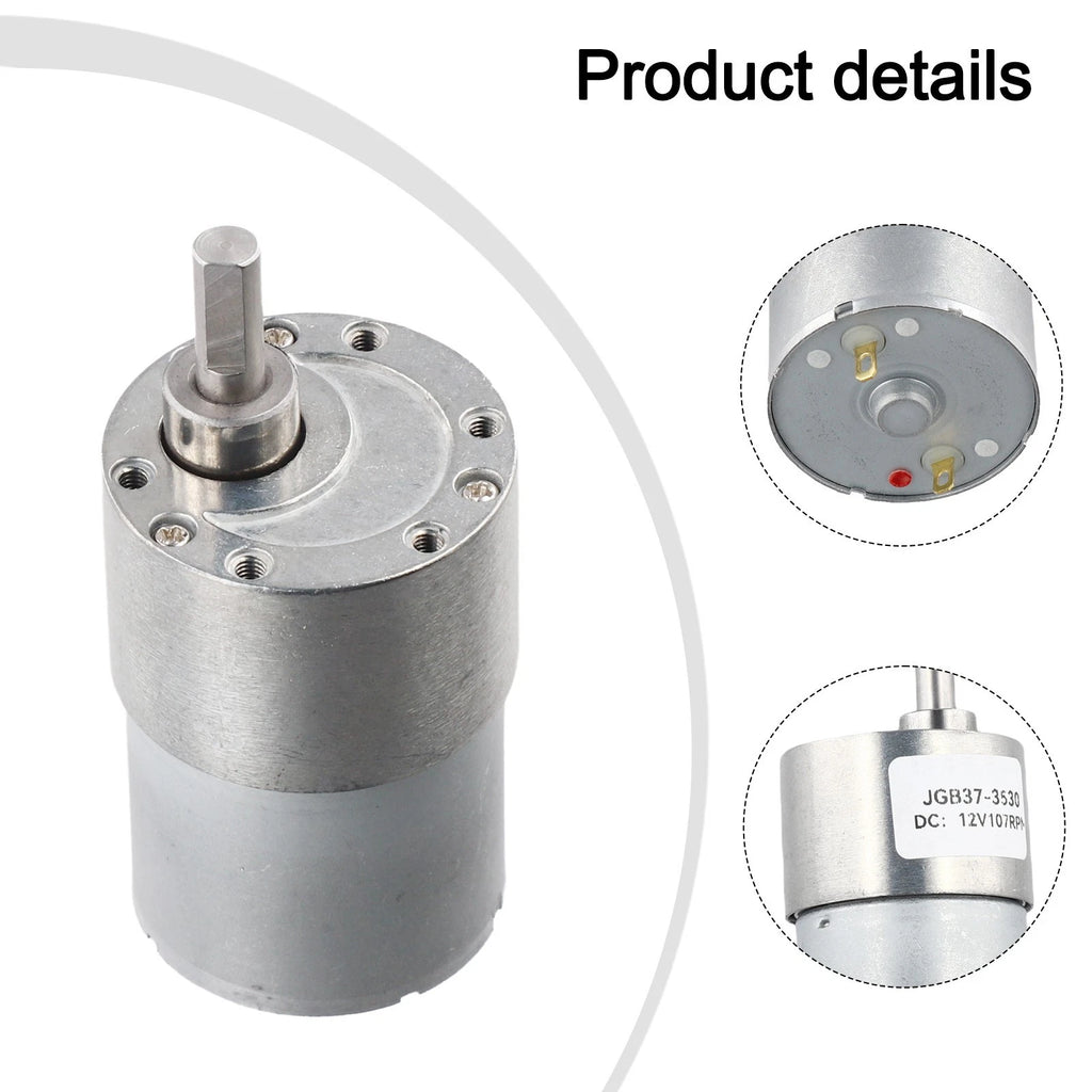 12V Gear Motor for JGB373530 (Adjustable Speed, 107RPM)