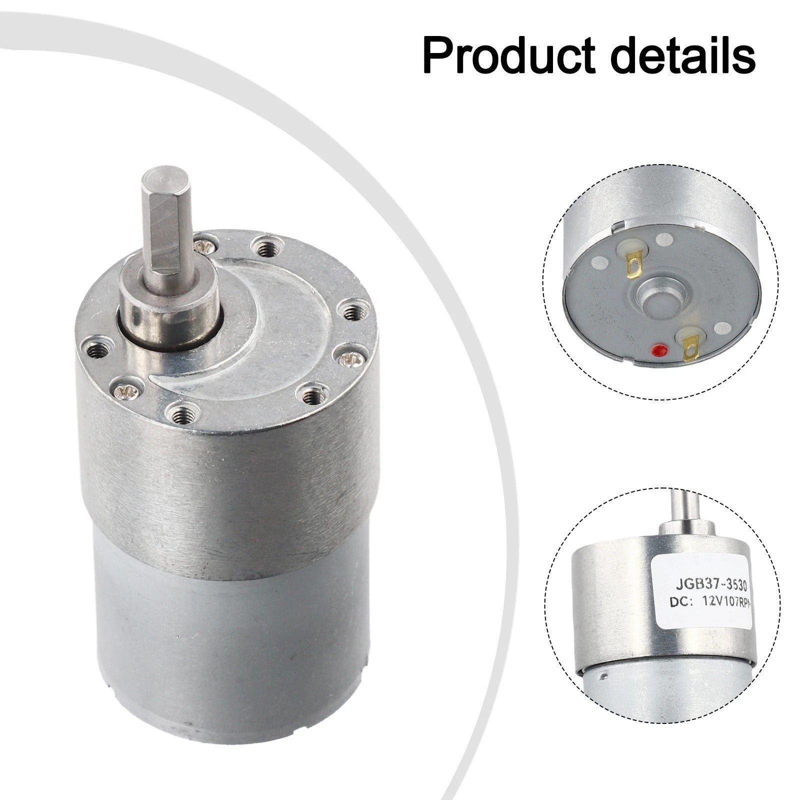 12V Gear Motor for JGB373530 (Adjustable Speed, 107RPM)