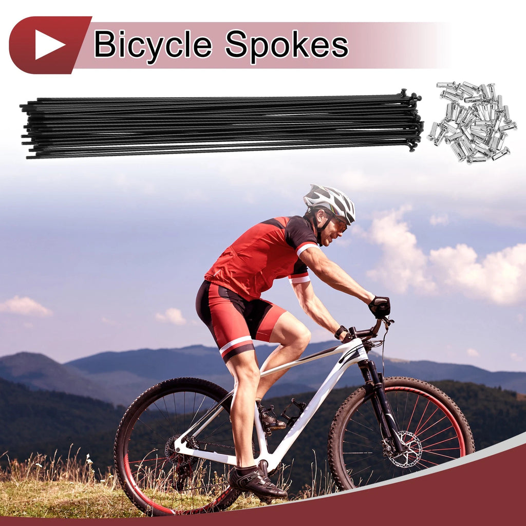 Bicycle Spokes Set 280mm Carbon Steel Black for 13G Wheel (Any Make)