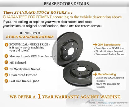 2 Front Disc Brake Rotors for Ford Telstar AT AV (1987–1991) Sedan Hatch