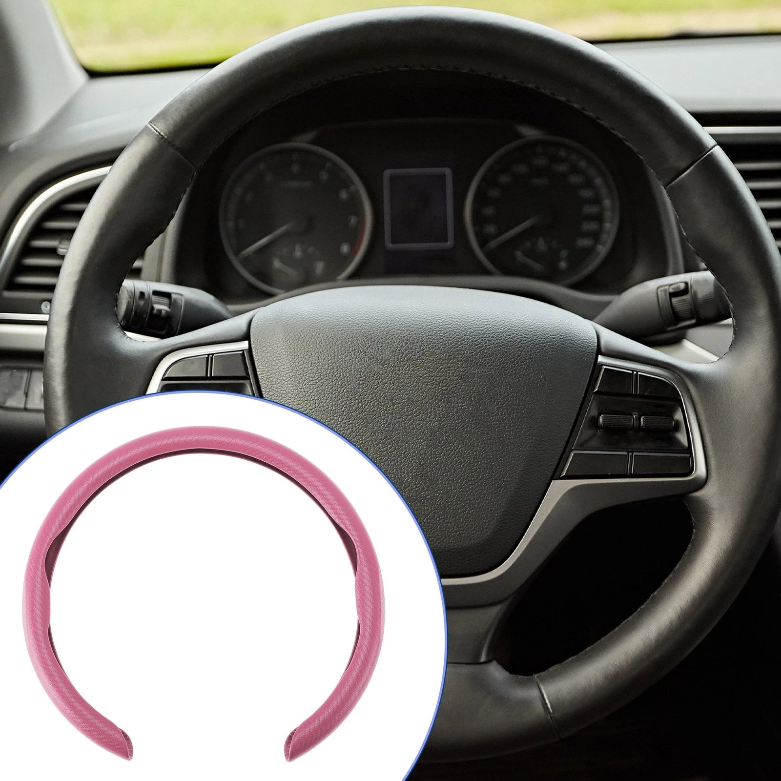 Rubber Steering Wheel Cover for Universal Fit (14.96") - Pink