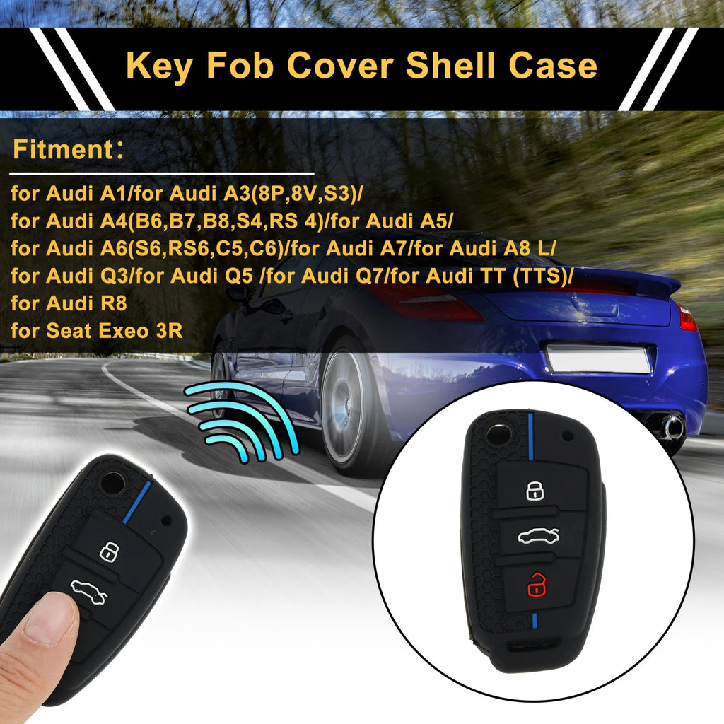 Silicone Key Case with 3 Buttons for Audi A1 A3 (2010–2020)