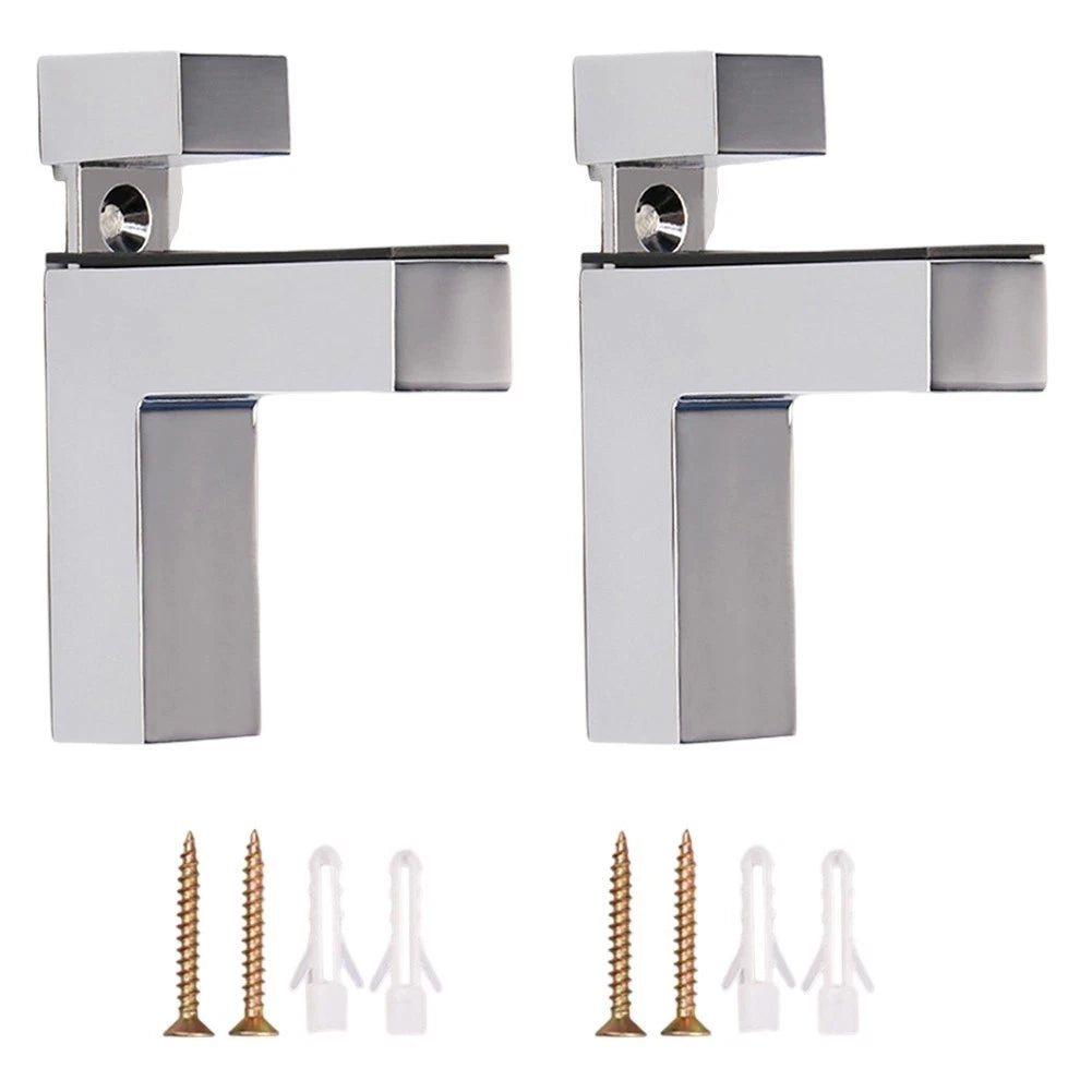 2X Adjustable Zinc Alloy Shelf Brackets for Glass or Wood