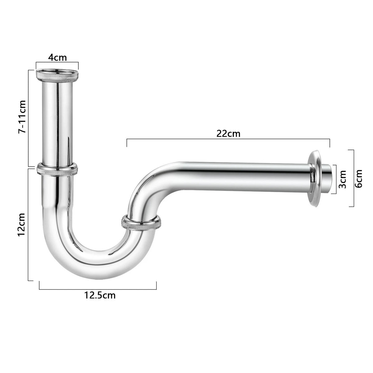 14" x 32mm Stainless Steel Waste Drain Valve Siphon for Sink