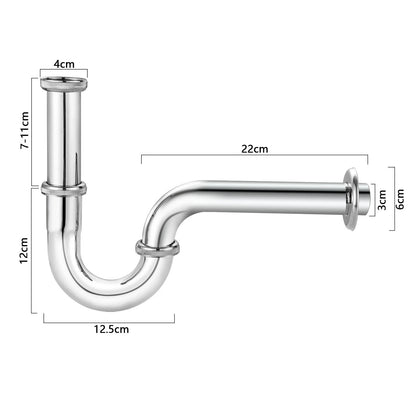 14" x 32mm Stainless Steel Waste Drain Valve Siphon for Sink