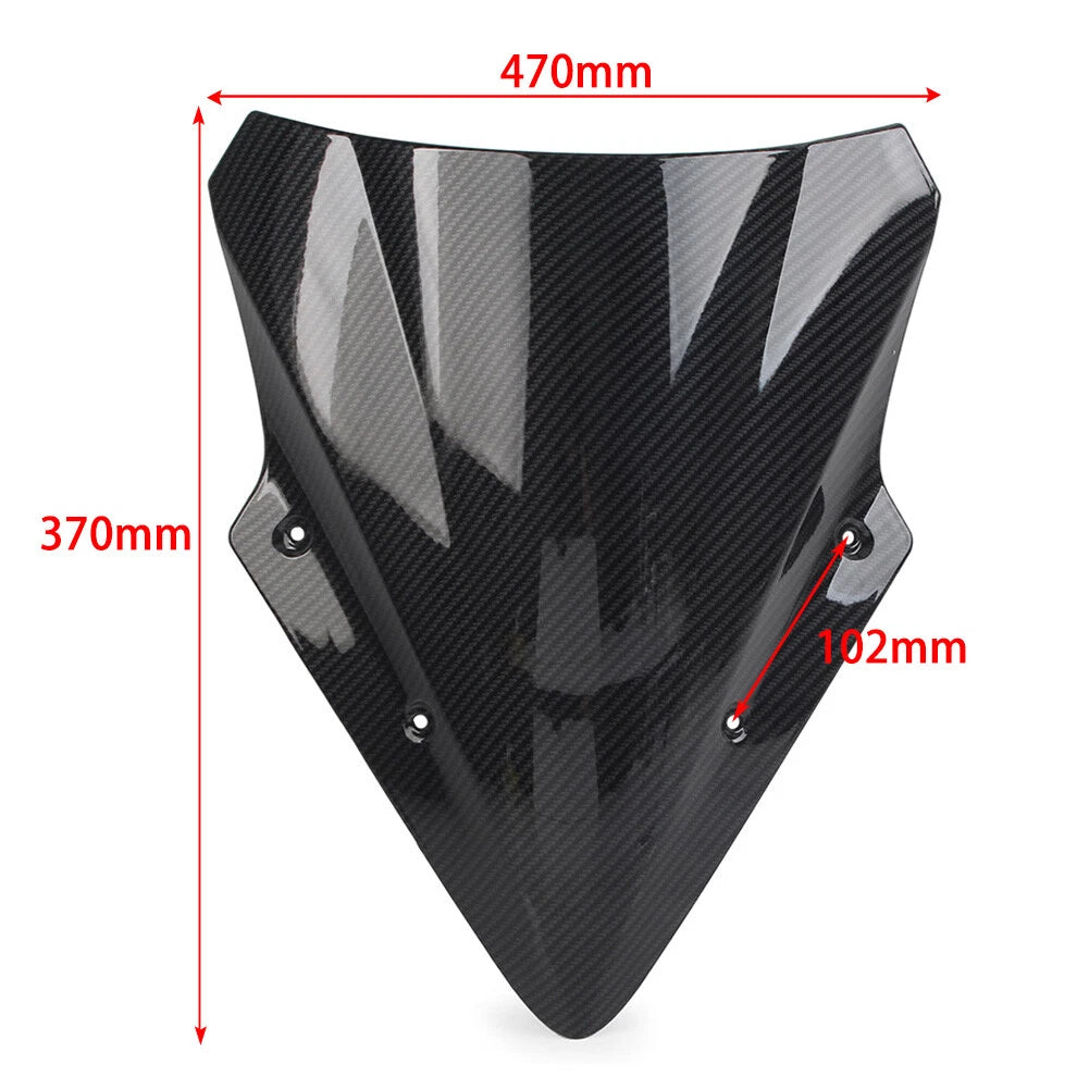 Black Carbon Fiber ABS Windshield Shield for Kawasaki Ninja 650 (2017–2019)
