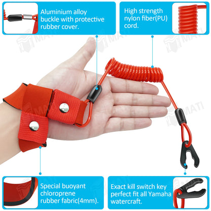 Stop Kill Safety Lanyard for Yamaha WaveRunner WaveVenture WaveRaider FX1 (1990–2000)