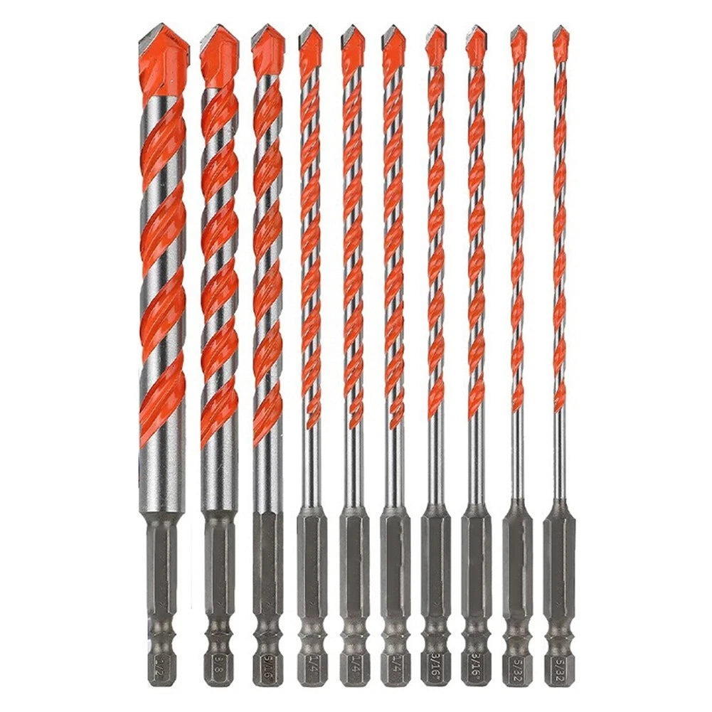 10 Piece Drilling Bits Set for Concrete, Glass Tile, Brick Cutting
