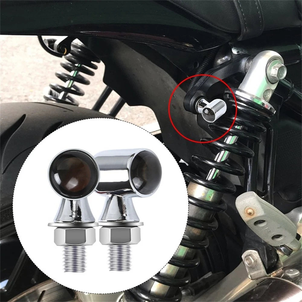 2x Amber LED Motorcycle Turn Signal Mini Blinker Light Indicator Chrome Housing