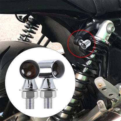 2x Amber LED Motorcycle Turn Signal Mini Blinker Light Indicator Chrome Housing