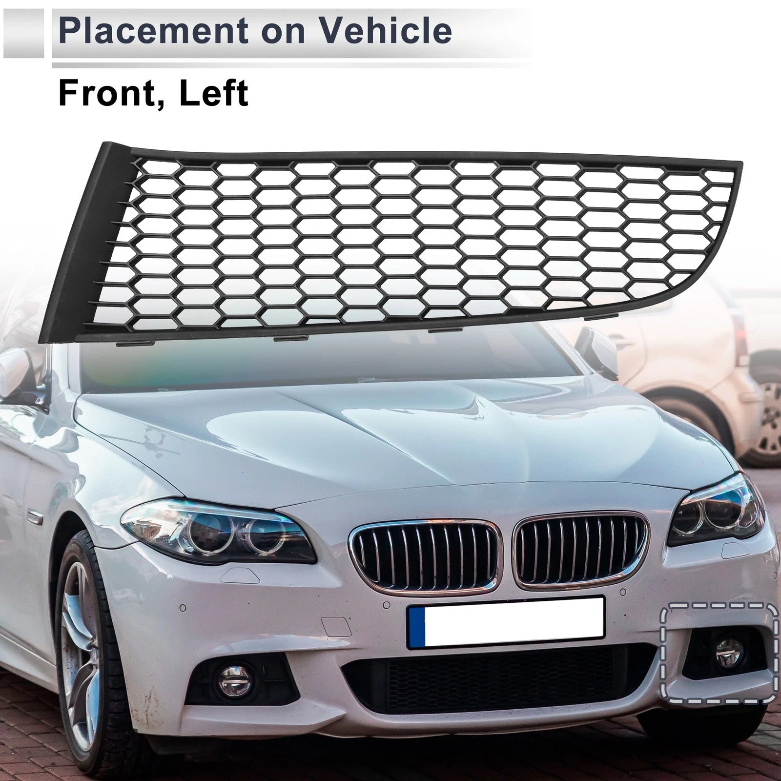 Left Front Fog Light Grill Replacement for BMW 740i (2011–2015) Black