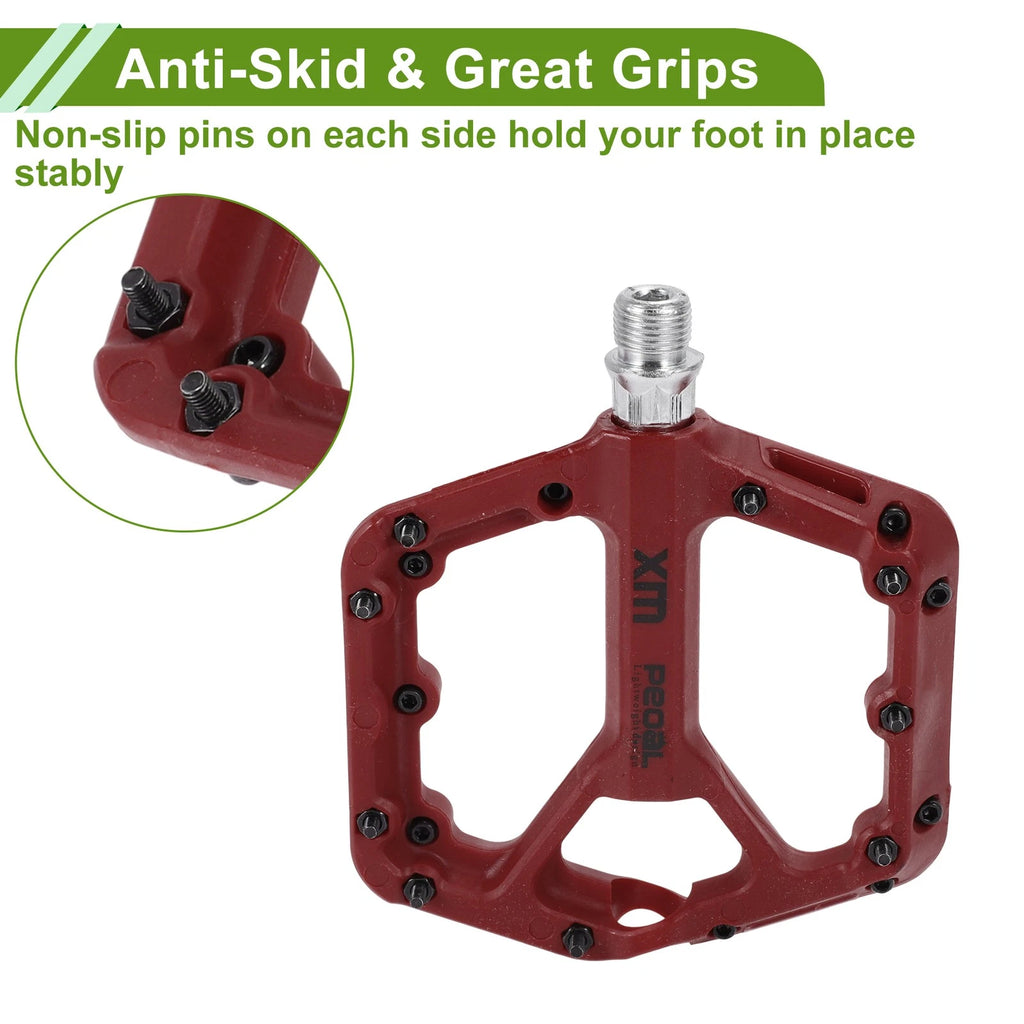 Nylon Bicycle Pedals 14mm Replacement Pair for Red 1 Pair (N/A–N/A)
