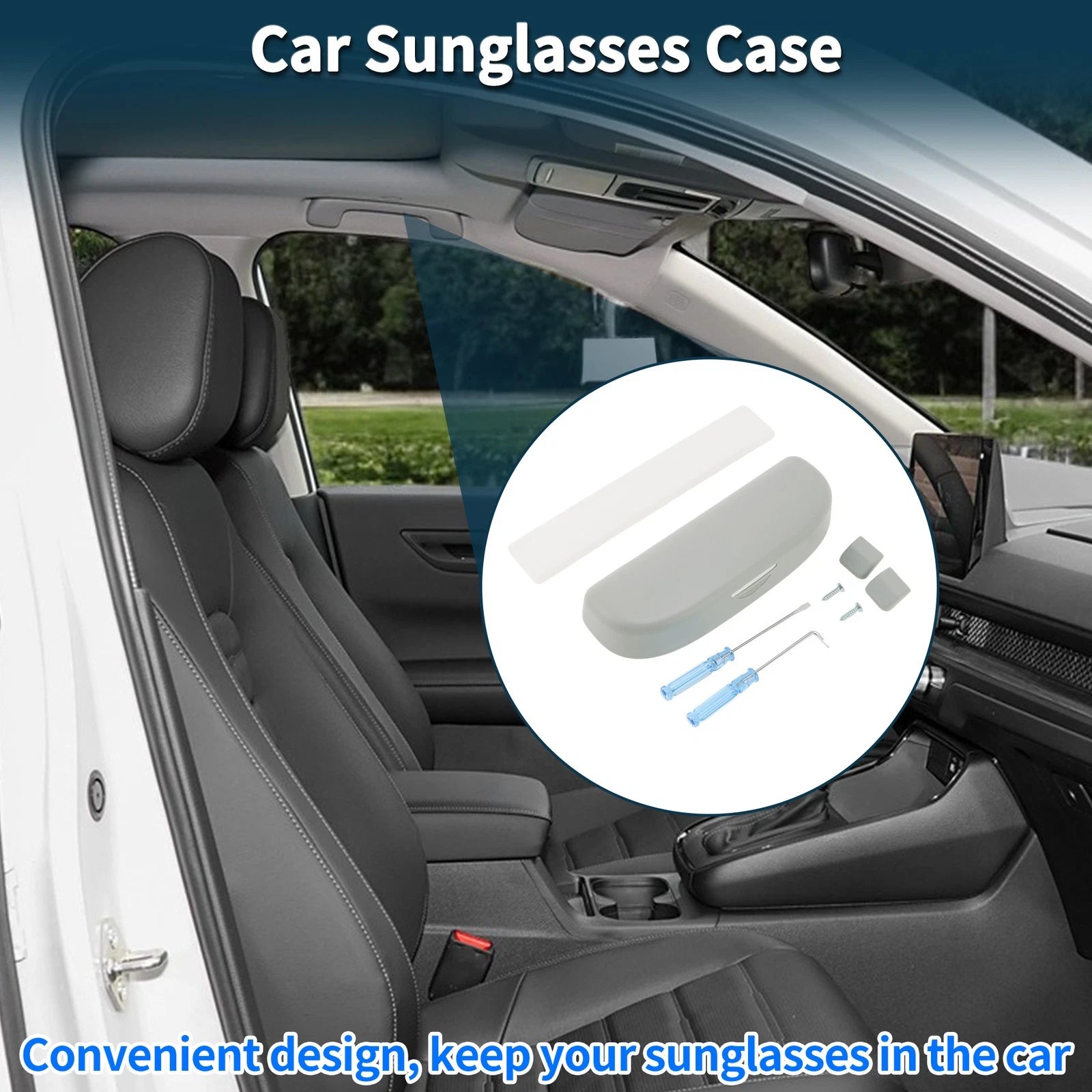 Car Sunglasses Case ABS Grey Replacement for Volkswagen T-Roc (2017–2024)