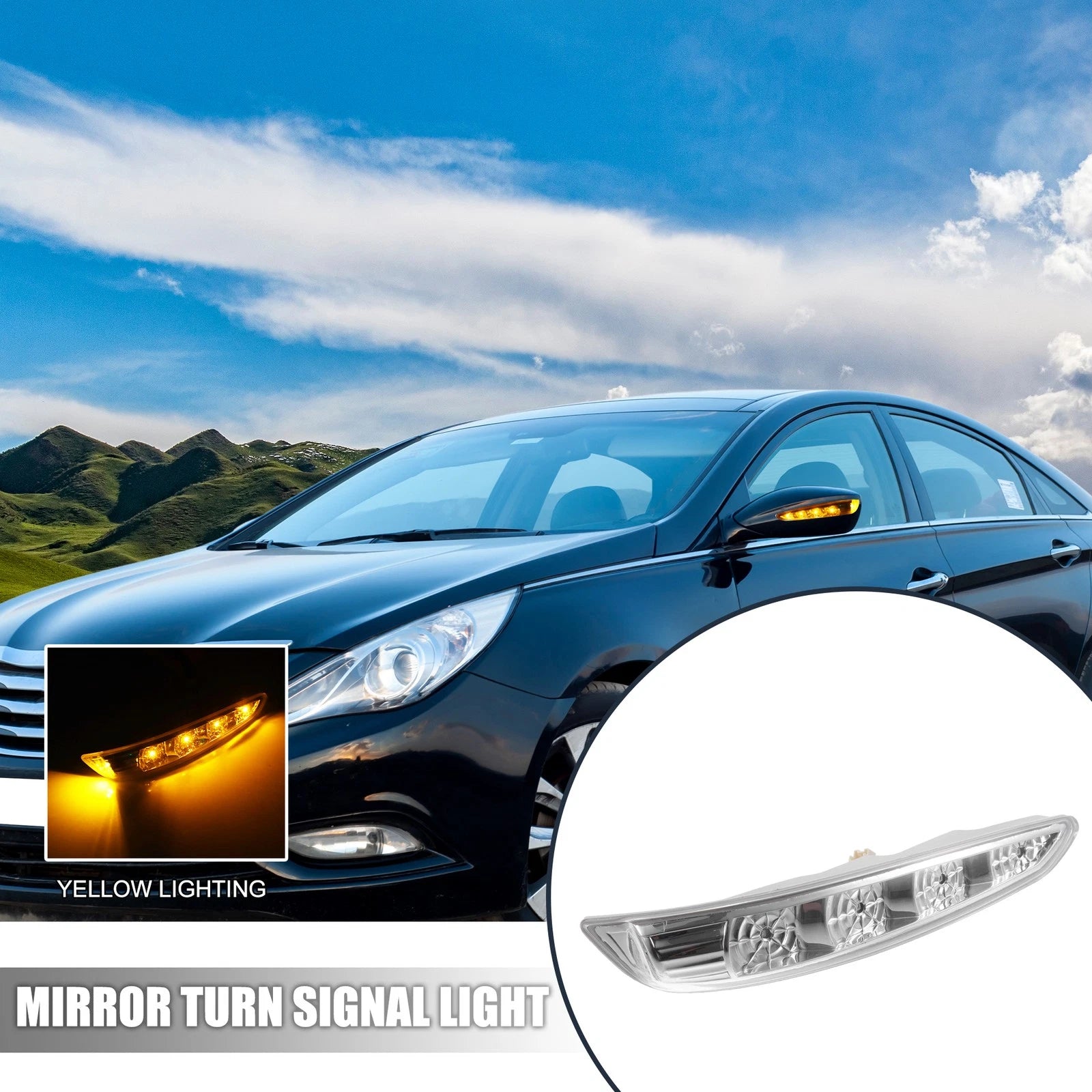 Pair LED Front Side Mirror Turn Signal Lights for Hyundai Sonata (2011–2014)