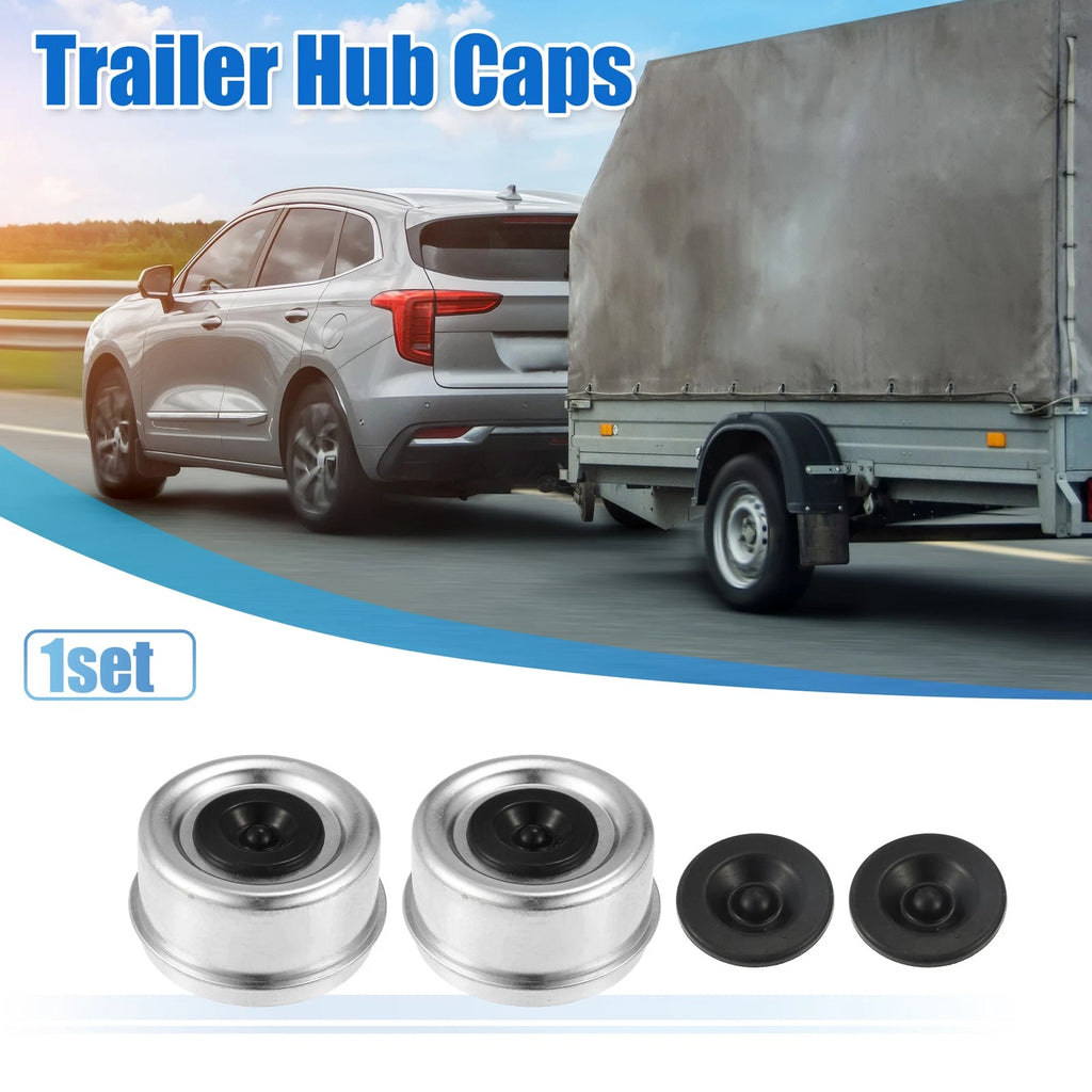 Trailer Axle Wheel Hub Cap Set with Rubber Plugs for Trailer Wheel (2.72") (1)