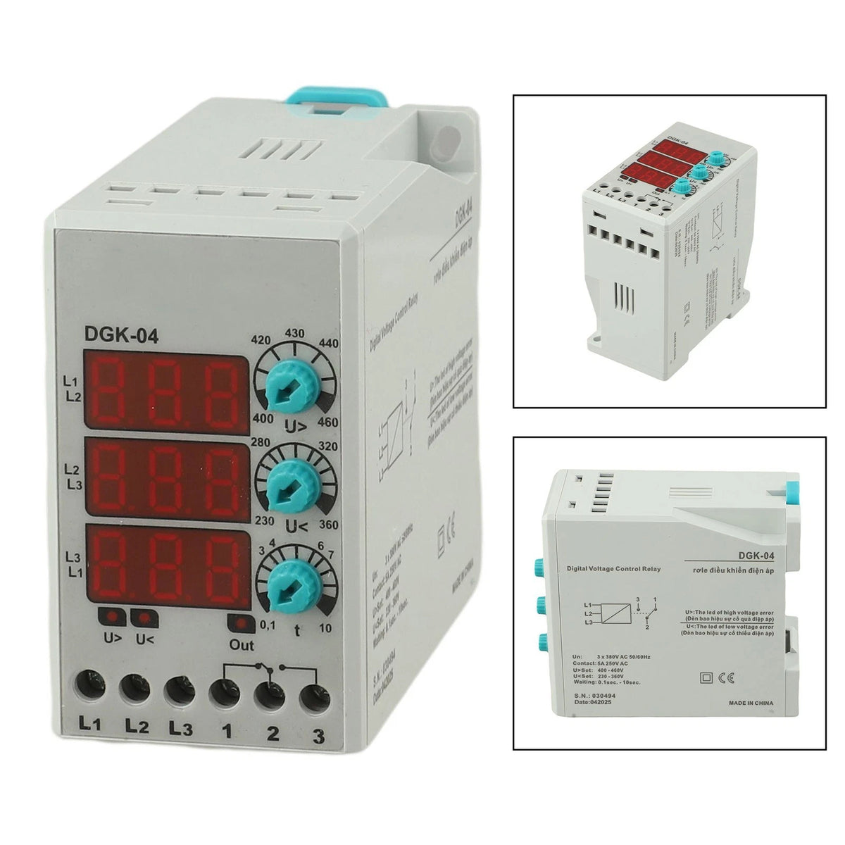 Power Grid Protection 3-Phase Fault Protection Relay with 3-Digit LED Display