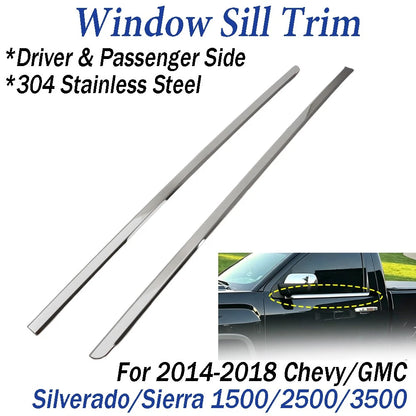 2X Window Sill Trim Molding for Chevy Silverado/Sierra Regular Cab (2014–2018)