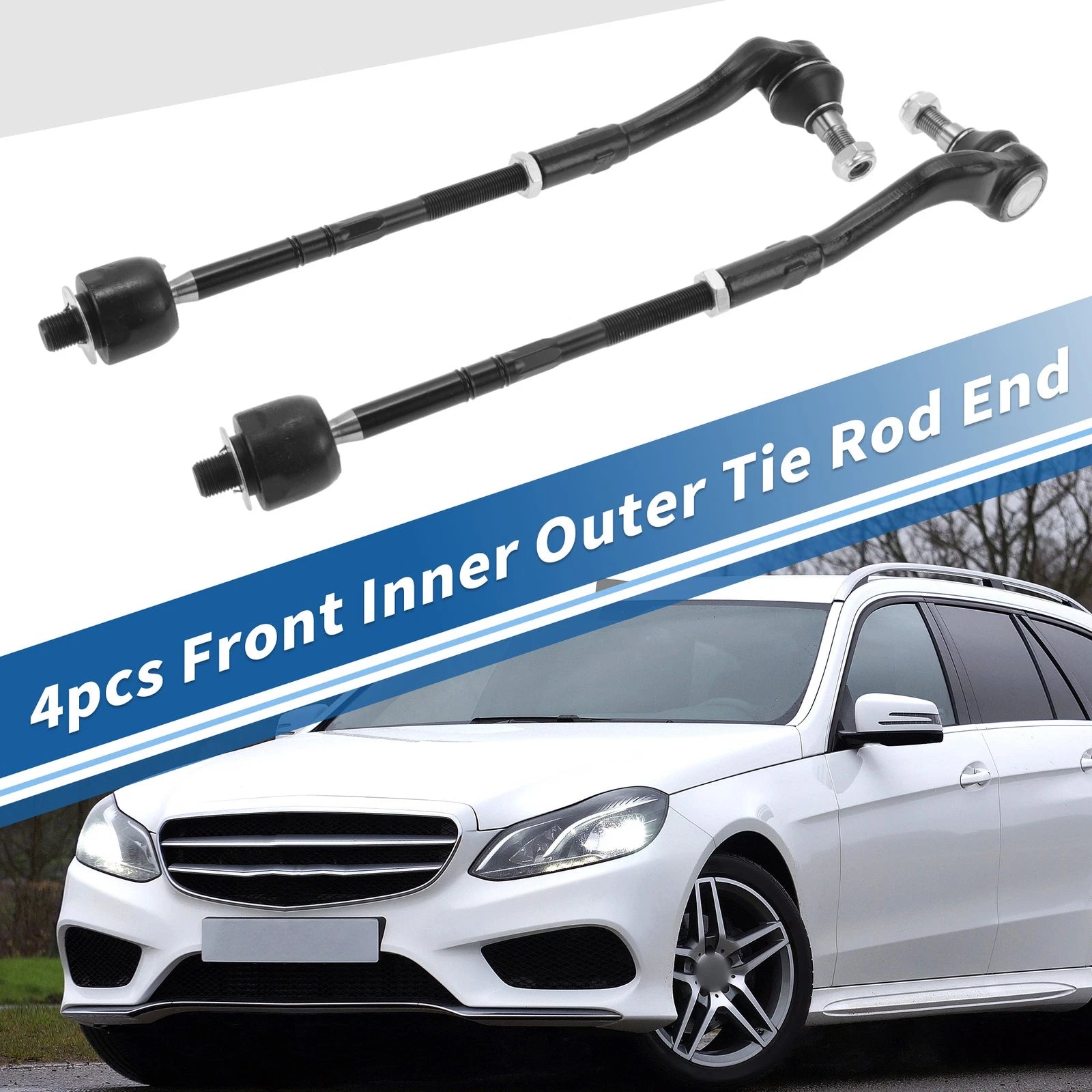 4PCS Front Inner Outer Tie Rod End Link for Mercedes-Benz C55 (2004–2006)