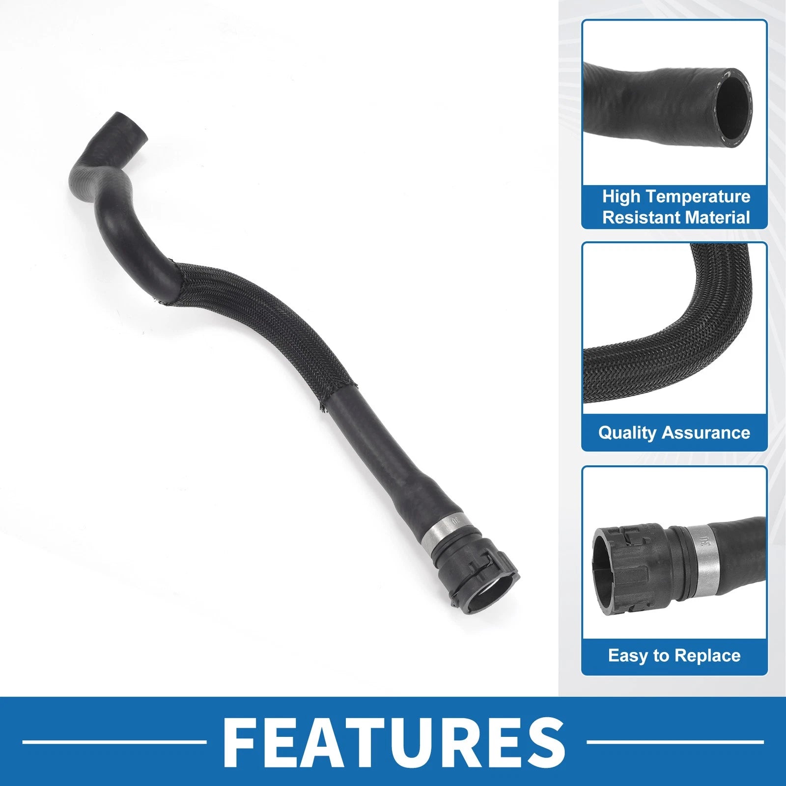 Engine Radiator Hose for BMW 550i 4.4L Replacement Black (2011–2013)