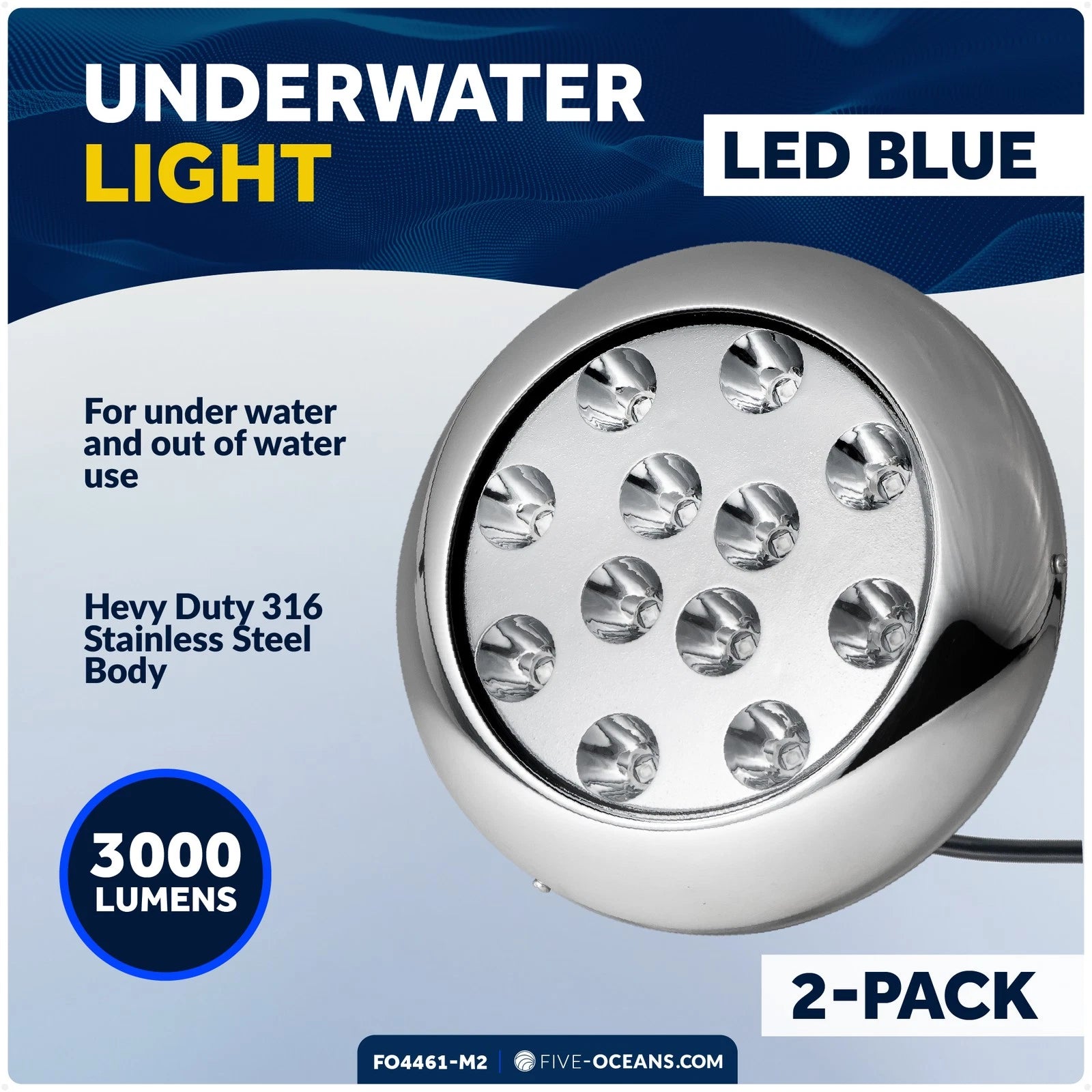 2X LED Underwater Transom Lights for Boat (12V)